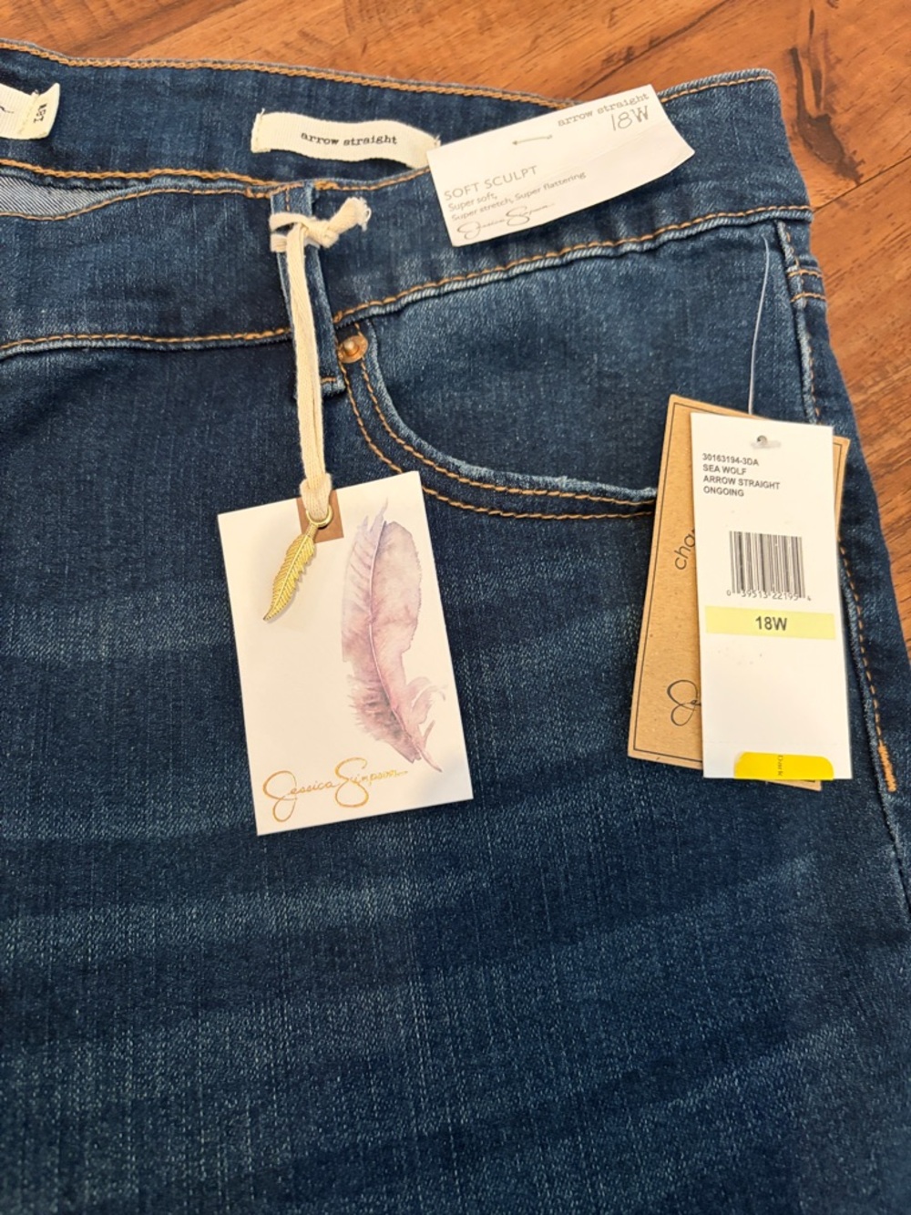 Jessica Simpson Dark Blue Straight Leg Jeans with Subtle Distressing